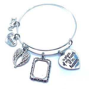 Husband Memorial Bracelet Photo Charm A Piece Of My Heart Is In Heaven